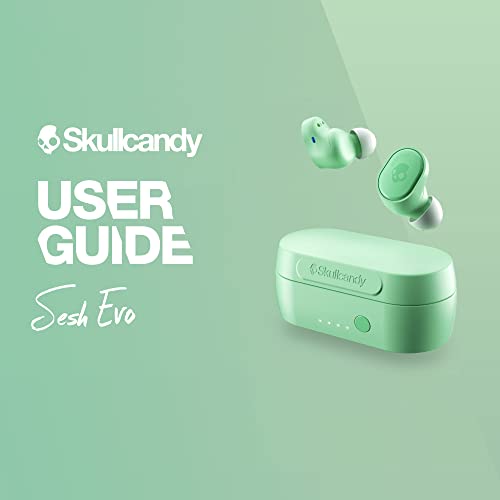 Skullcandy Sesh Evo True Wireless In-Ear Auriculares Bluetooth Compatible con iPhone y Android / Estuche de carga y micrófono / Ideal para gimnasio, deportes y juegos IP55 Resistente al agua - Verde